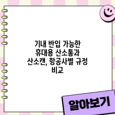 기내 반입 가능한 휴대용 산소통과 산소캔, 항공사별 규정 비교