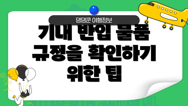 기내 반입 물품 규정을 확인하기 위한 팁