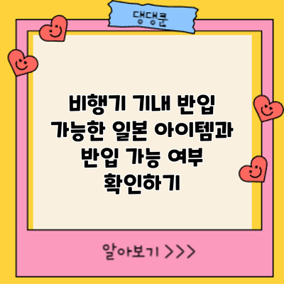비행기 기내 반입 가능한 일본 아이템과 반입 가능 여부 확인하기