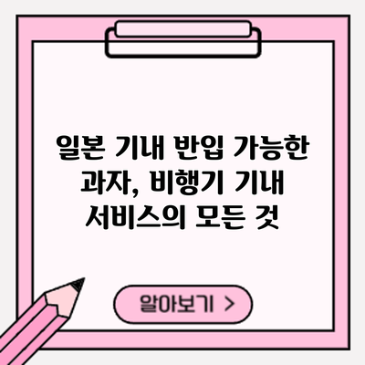 일본 기내 반입 가능한 과자, 비행기 기내 서비스의 모든 것