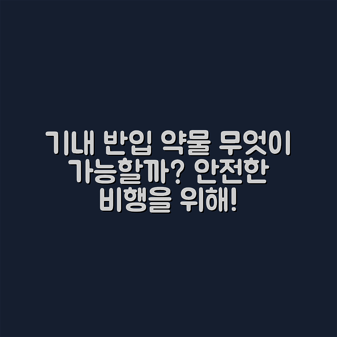 기내 반입 가능한 약은 무엇일까요?