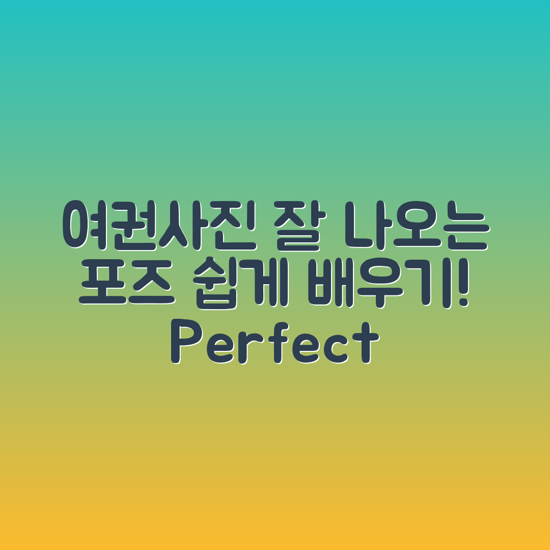 여권사진 잘 나오는 포즈, 누구나 쉽게!