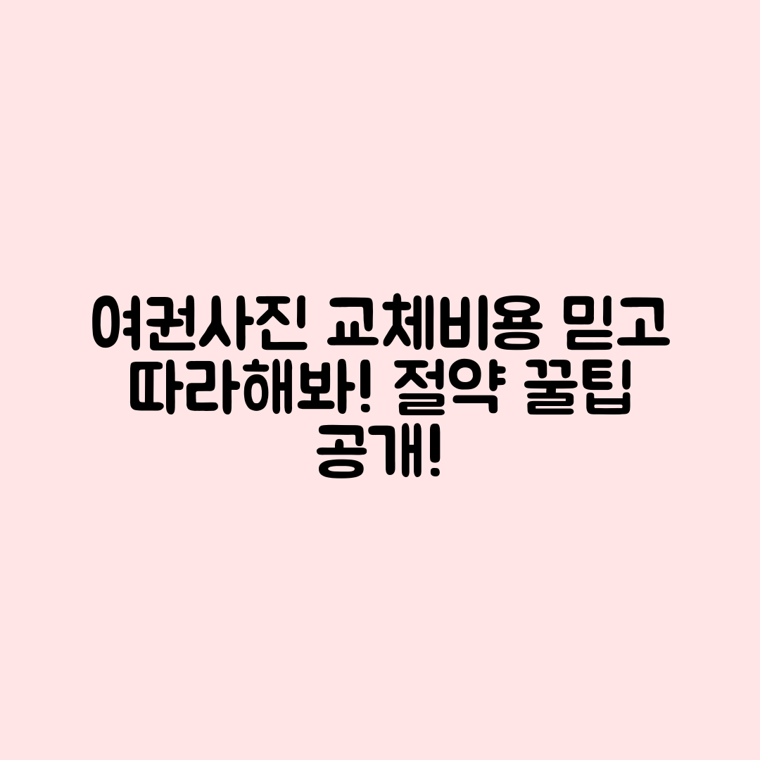 믿을 수 없는 여권사진 교체 비용 절약법!