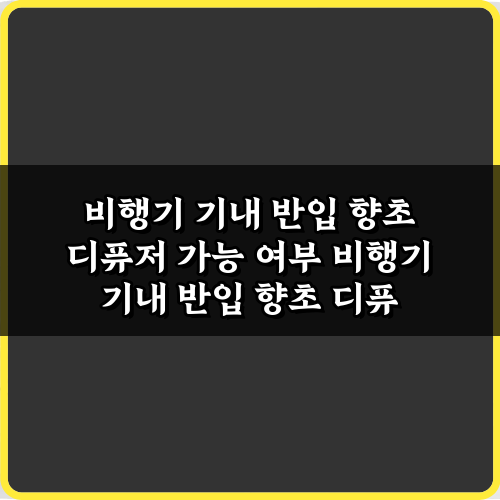 비행기 기내 반입 향초 디퓨저 가능 여부, 3가지 핵심 규정 총정리