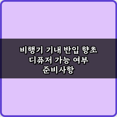 비행기 기내 반입 향초 디퓨저 가능 여부, 3가지 핵심 규정 총정리