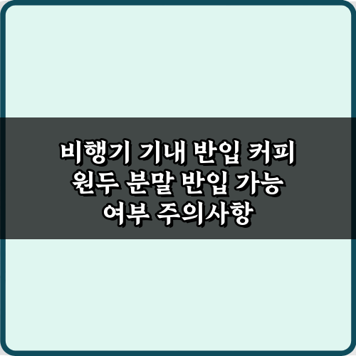 비행기 기내 반입 커피 원두 분말 반입 가능 여부, 5분 해결 가이드