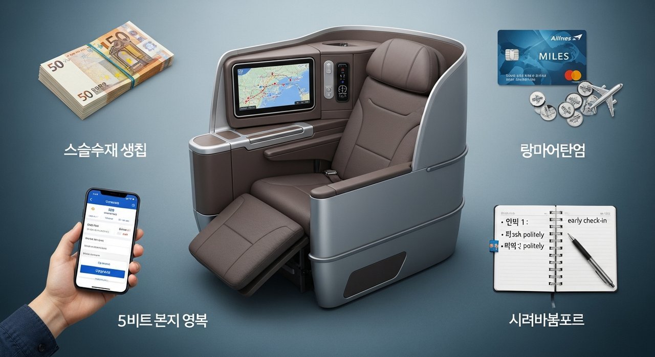 5가지 비법! 비행기 좌석 업그레이드, 마일리지·현금 활용 방법