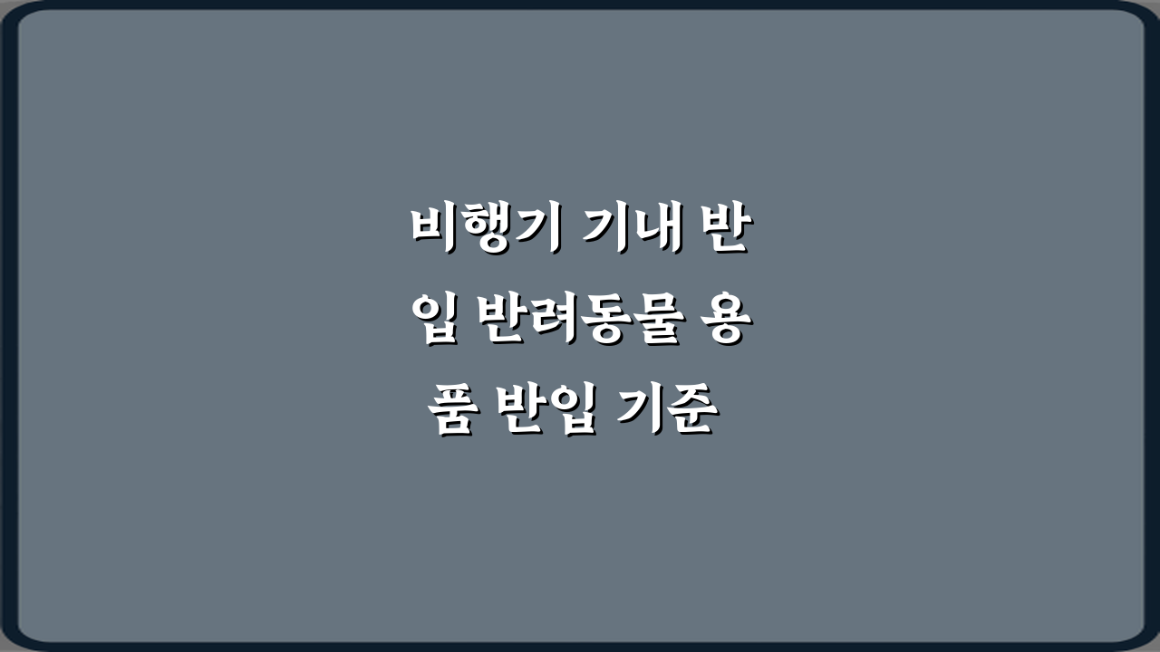 비행기 기내 반입 반려동물 용품 반입 기준 정리 총정리 7가지