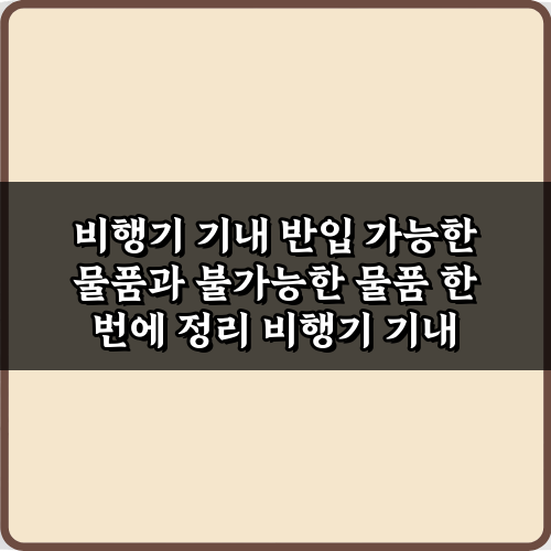 비행기 기내 반입 가능한 물품과 불가능한 물품 한 번에 정리