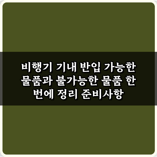 비행기 기내 반입 가능한 물품과 불가능한 물품 한 번에 정리