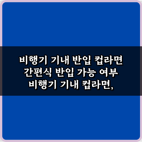 비행기 기내 반입 컵라면 간편식 반입 가능 여부, 3가지 꿀팁