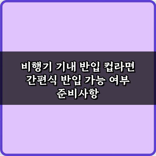 비행기 기내 반입 컵라면 간편식 반입 가능 여부, 3가지 꿀팁