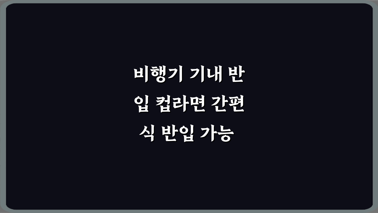 비행기 기내 반입 컵라면 간편식 반입 가능 여부, 3가지 꿀팁