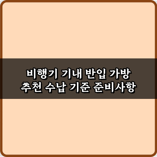 완벽 정리! 비행기 기내 반입 가방 추천 수납 기준 7가지 비법