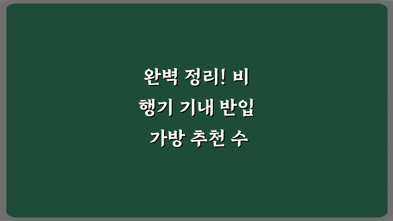 완벽 정리! 비행기 기내 반입 가방 추천 수납 기준 7가지 비법