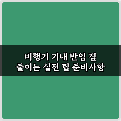 짐 줄이기 끝판왕! 비행기 기내 반입 짐 줄이는 실전 팁 7가지
