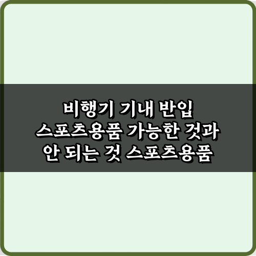 [필수] 비행기 기내 반입 스포츠용품 가능한 것과 안 되는 것, 7가지 핵심 가이드