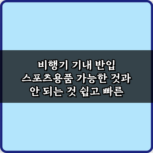 [필수] 비행기 기내 반입 스포츠용품 가능한 것과 안 되는 것, 7가지 핵심 가이드