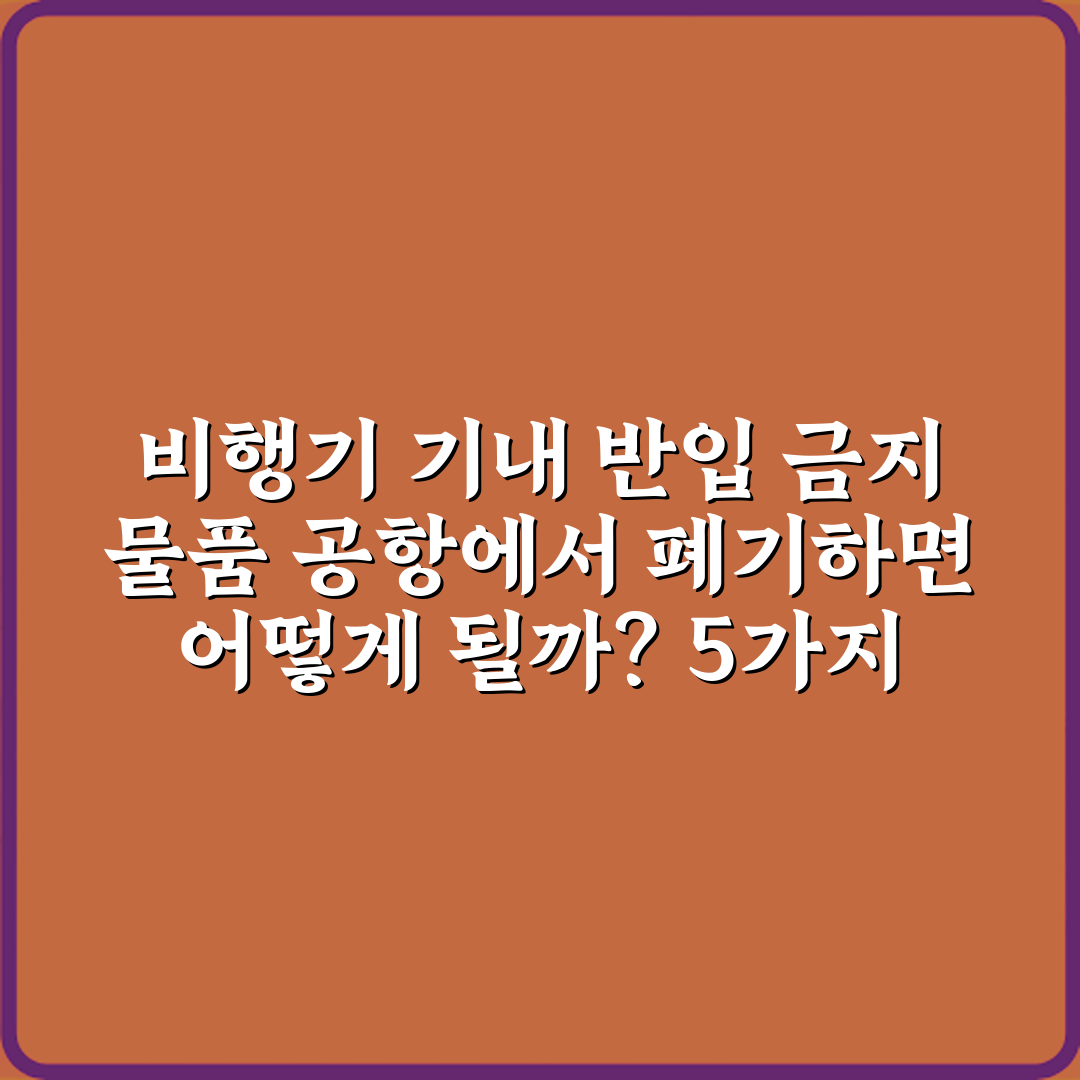 비행기 기내 반입 금지 물품 공항에서 폐기하면 어떻게 될까? 5가지 핵심 가이드
